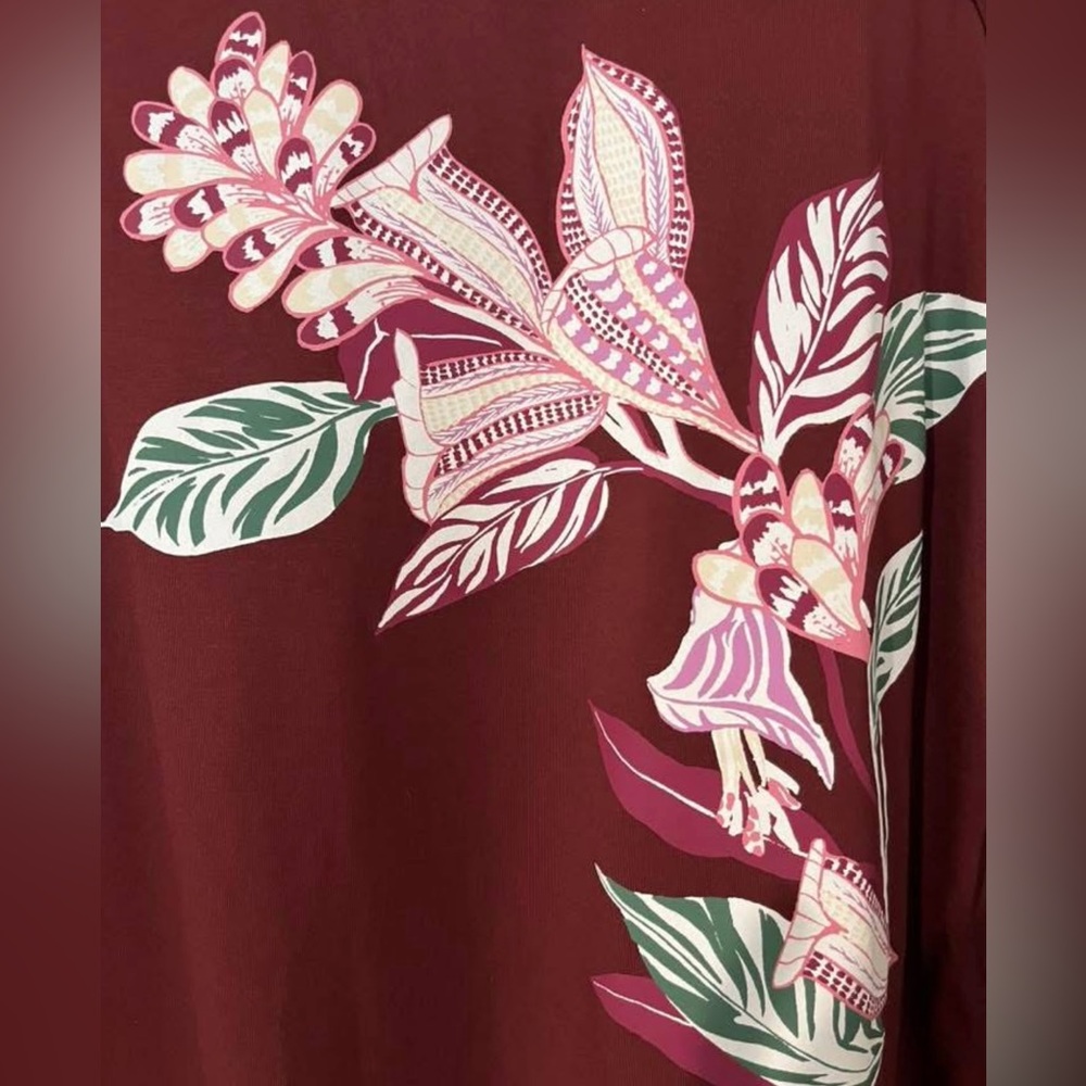 CHICOS TOUCH OF COOL GATHERED SLEEVE FLORAL TOP CHICOS 2 MISSES MEDIUM/12 NWT! - Picture 6 of 7